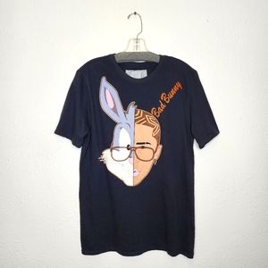Bad Bunny Shirt Adult Black Concert Tee Bugs Double Sided 2019 Size M